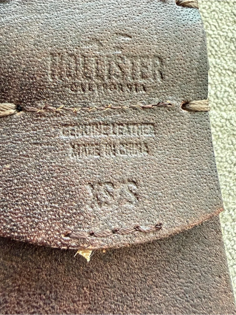 Vintage Hollister Studded Leather Belt Brown Wide Double Hole XS/S
